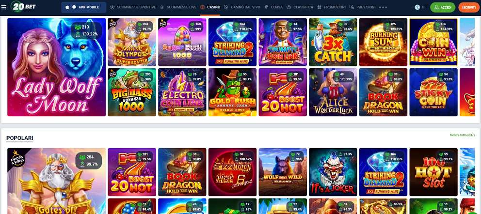 20Bet Casino titoli popolari